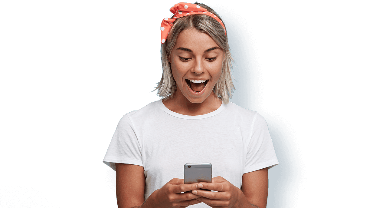 Woman-holding-phone